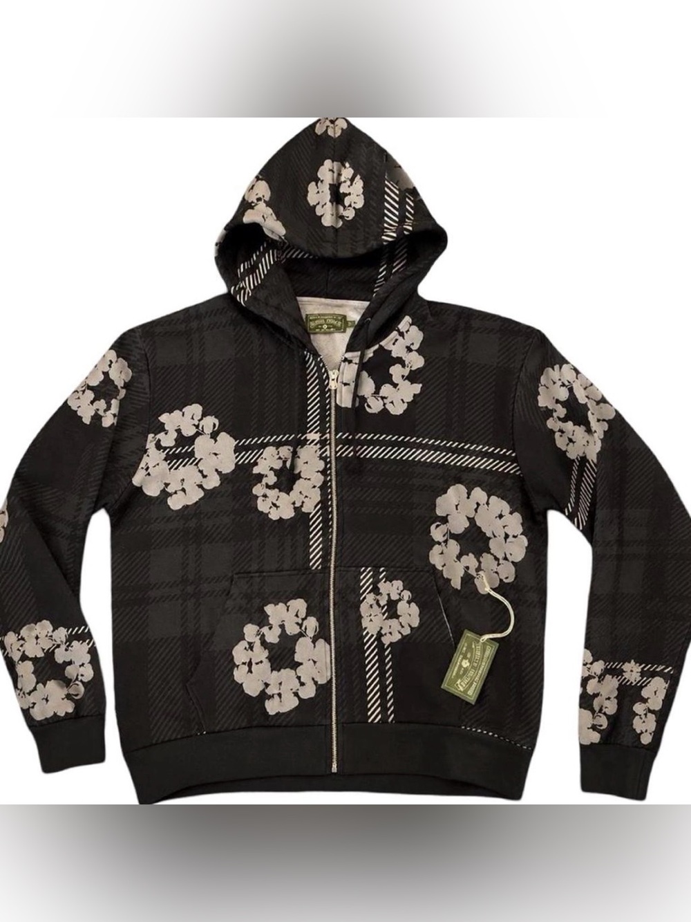 Denim Tears Floral Graphic Top in Charcoal and Cream